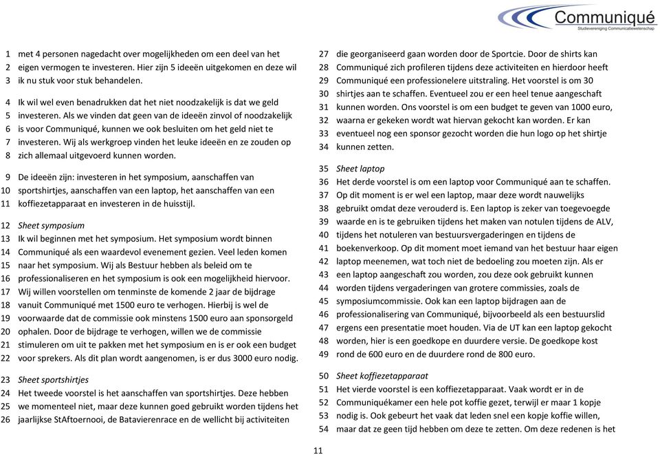 Als we vinden dat geen van de ideeën zinvol of noodzakelijk is voor Communiqué, kunnen we ook besluiten om het geld niet te investeren.