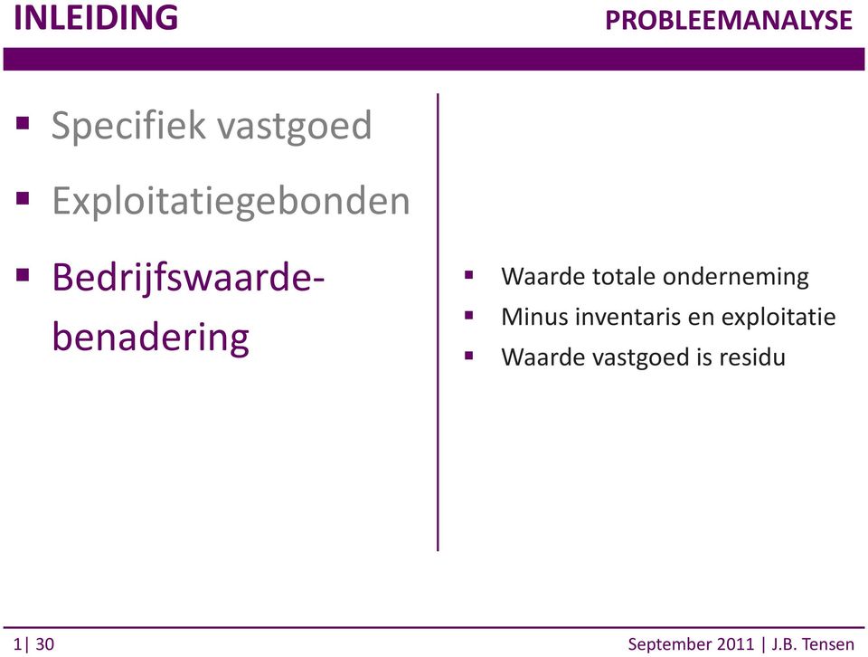 Waarde totale onderneming Minus inventaris