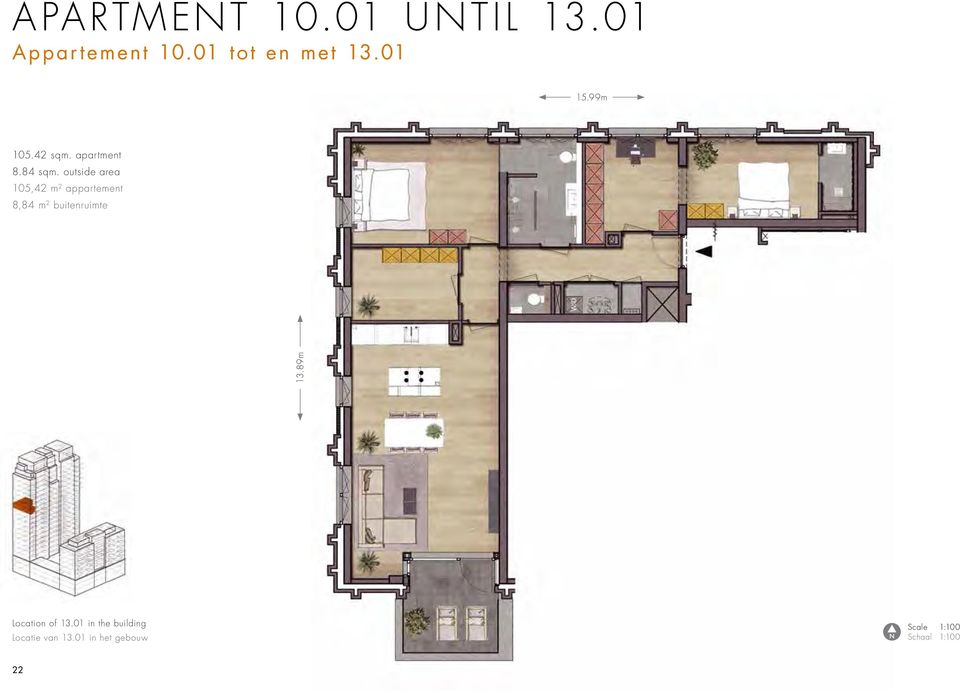 outside area 105,42 m 2 appartement 8,84 m 2 buitenruimte 13.