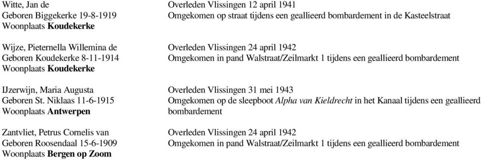 IJzerwijn, Maria Augusta Overleden Vlissingen 31 mei 1943 Geboren St.