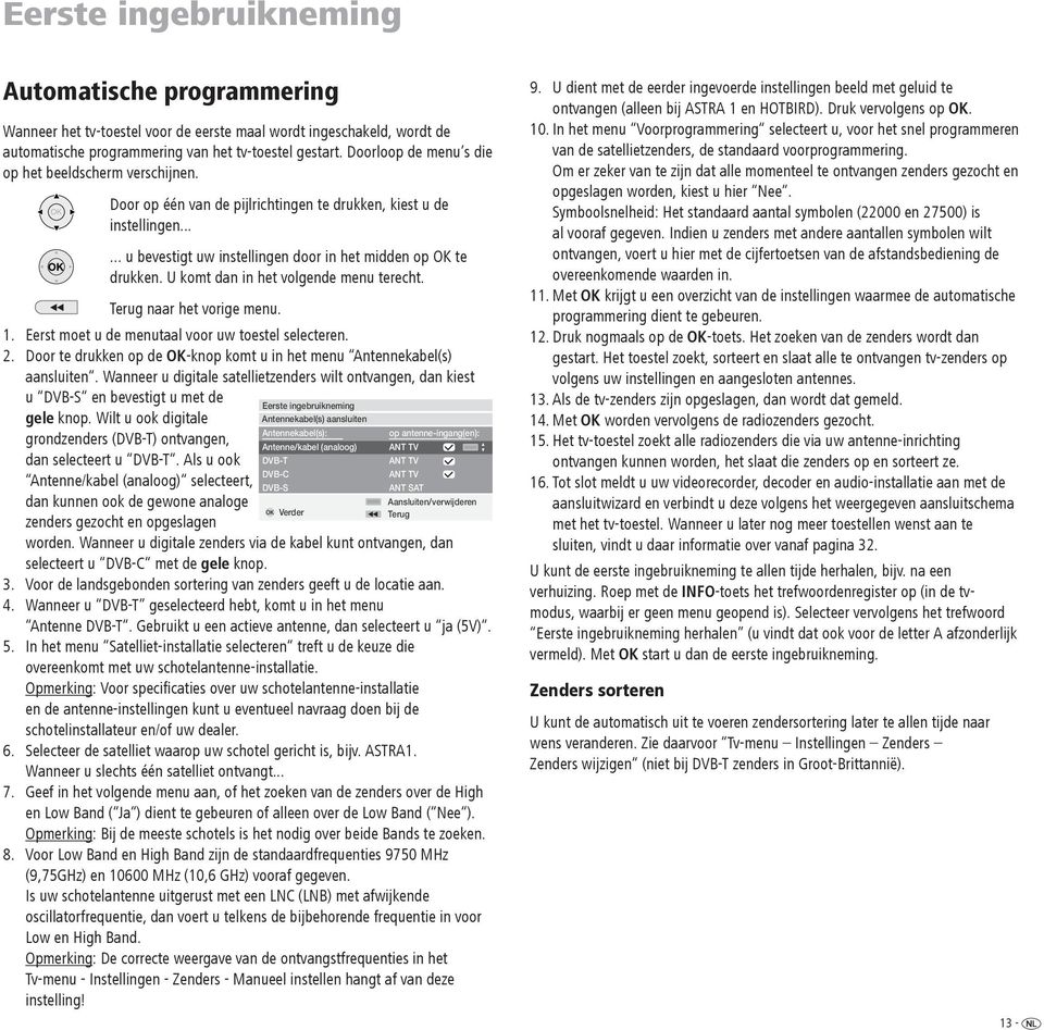 U komt dan in het volgende menu terecht. Terug naar het vorige menu. 1. Eerst moet u de menutaal voor uw toestel selecteren. 2.