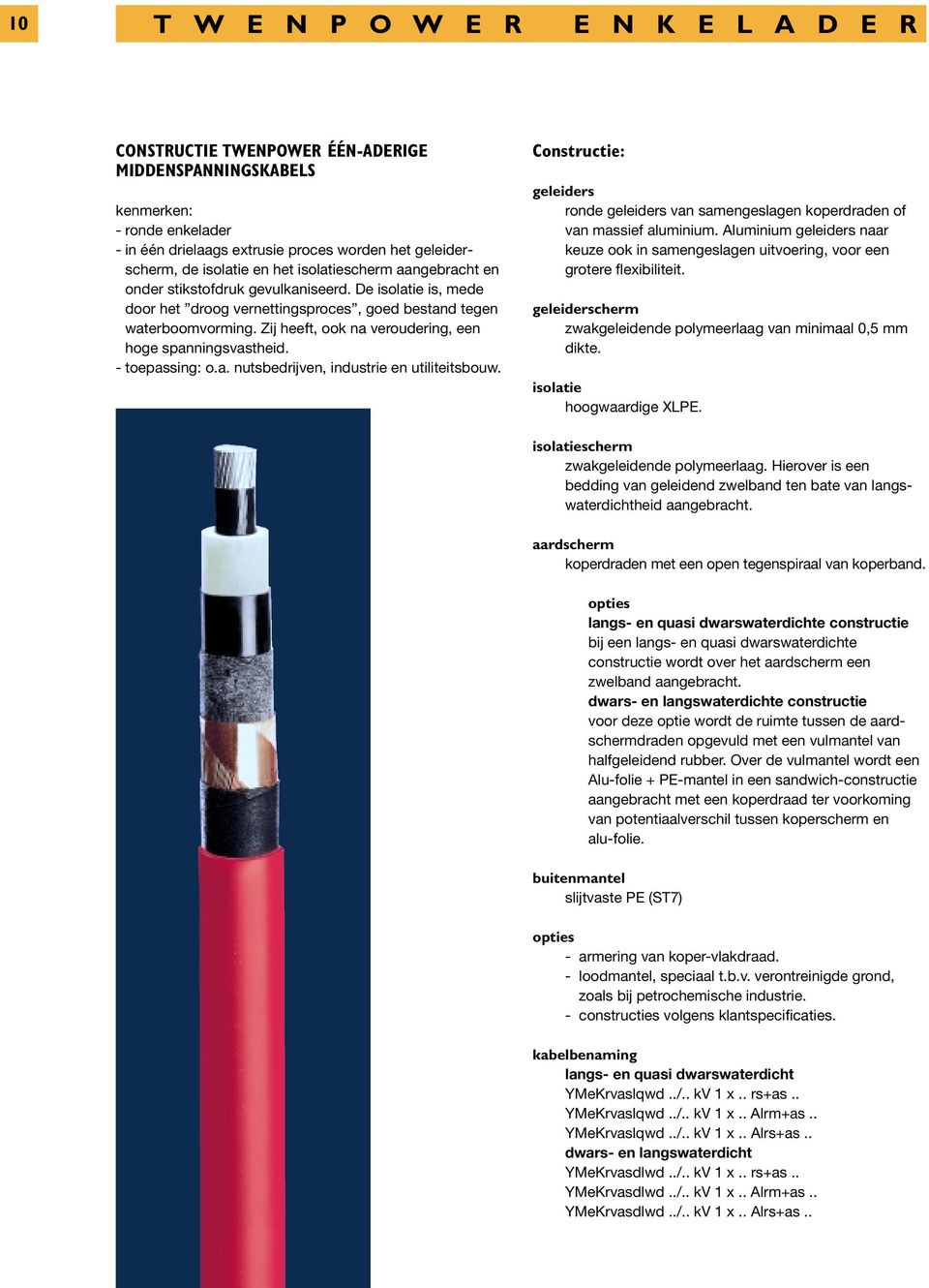 Zij heeft, ook na veroudering, een hoge spanningsvastheid. - toepassing: o.a. nutsbedrijven, industrie en utiliteitsbouw.