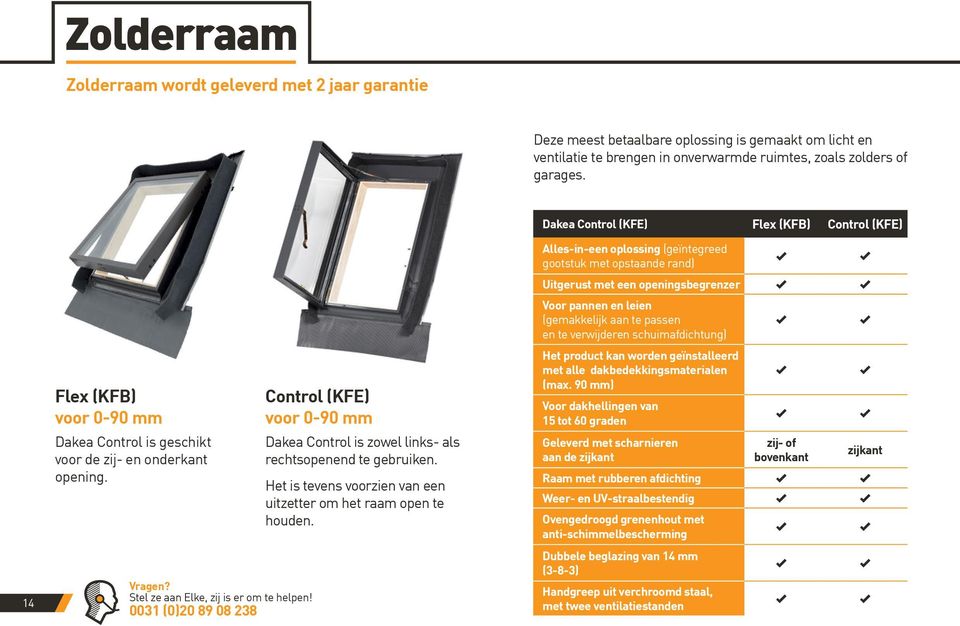 verwijderen schuimafdichtung) Flex (KFB) voor 0-90 mm Dakea Control is geschikt voor de zij- en onderkant opening.