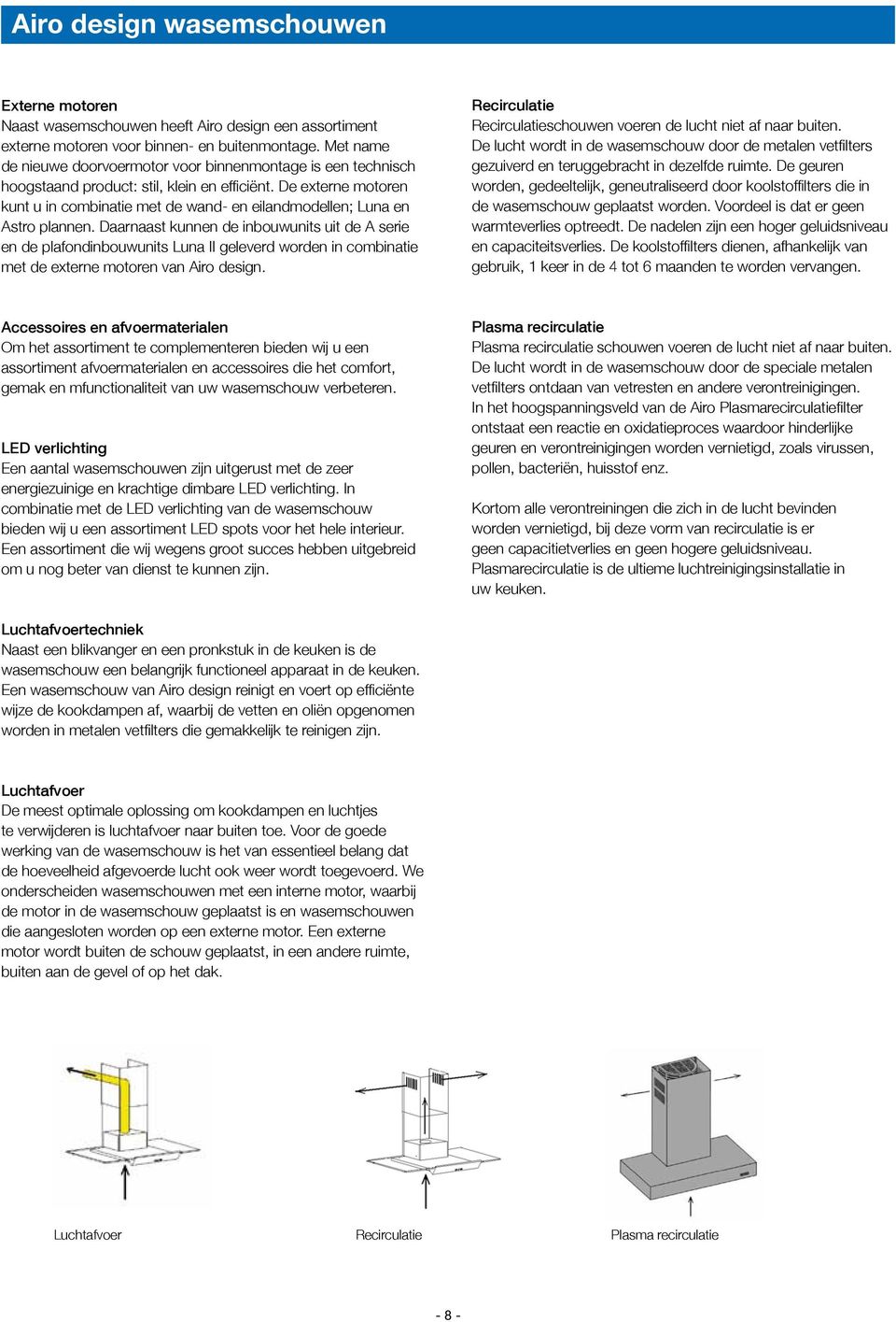 De externe motoren kunt u in combinatie met de wand- en eilandmodellen; Luna en Astro plannen.