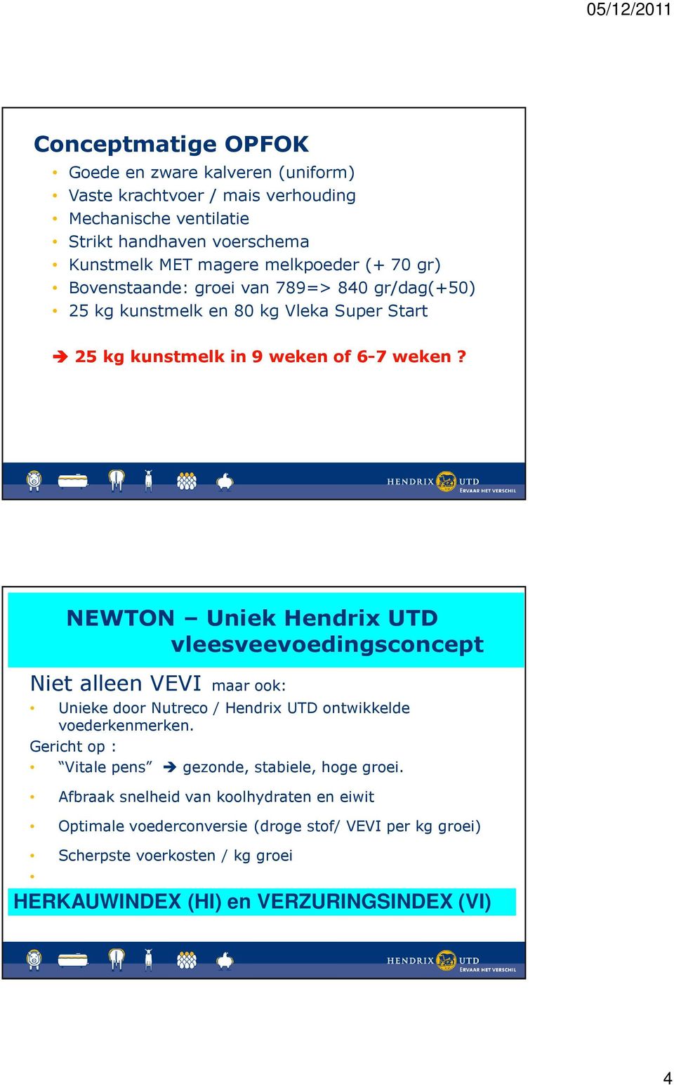 NEWTON Uniek Hendrix UTD vleesveevoedingsconcept Niet alleen VEVI maar ook: Unieke door Nutreco / Hendrix UTD ontwikkelde voederkenmerken.
