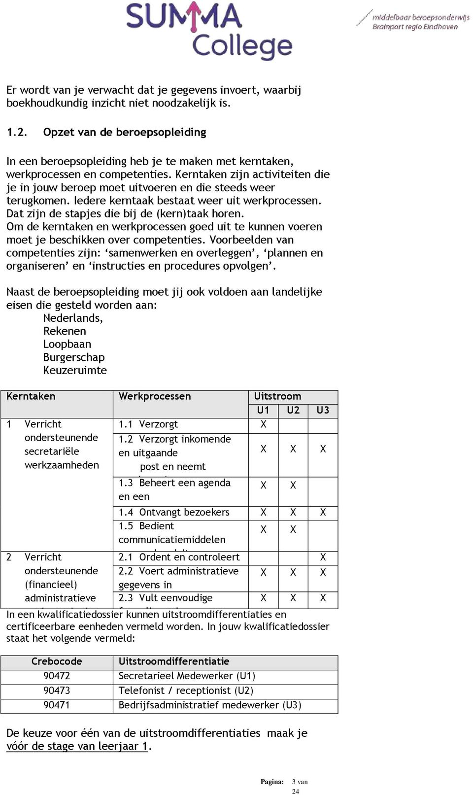 Kerntaken zijn activiteiten die je in jouw beroep moet uitvoeren en die steeds weer terugkomen. Iedere kerntaak bestaat weer uit werkprocessen. Dat zijn de stapjes die bij de (kern)taak horen.