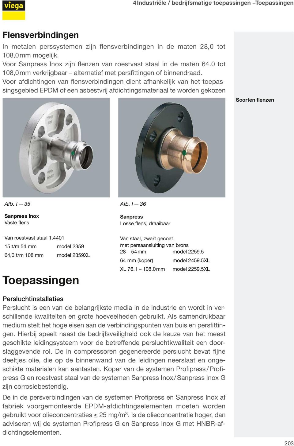 Voor afdichtingen van flensverbindingen dient afhankelijk van het toepassingsgebied EPDM of een asbestvrij afdichtingsmateriaal te worden gekozen Soorten flenzen Afb.