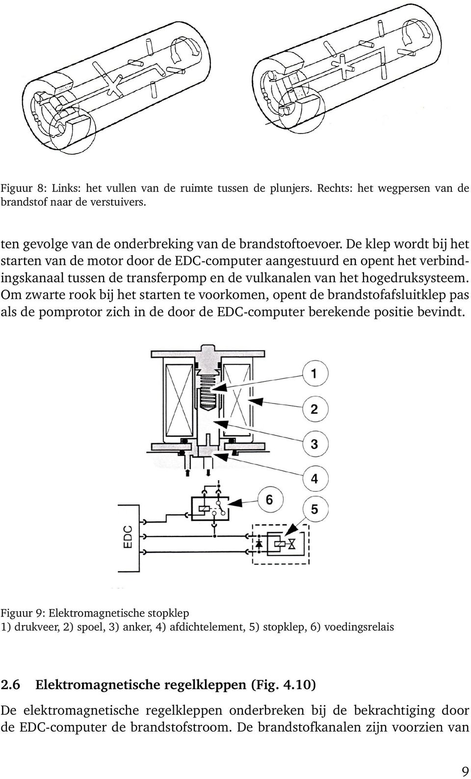 Om zwarte rook bij het starten te voorkomen, opent de brandstofafsluitklep pas als de pomprotor zich in de door de EDC-computer berekende positie bevindt.