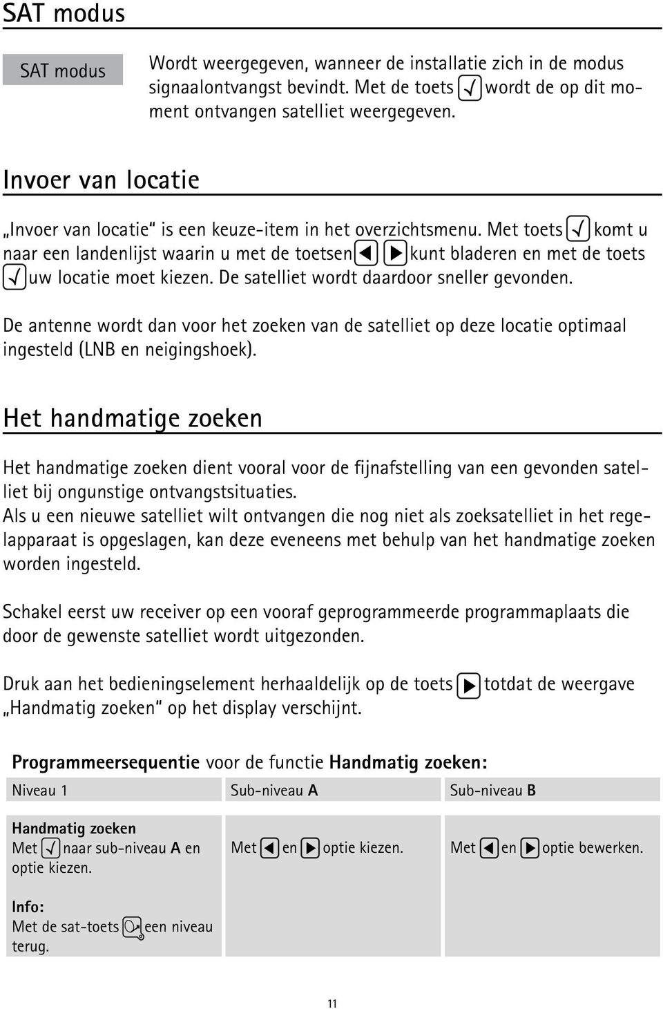 De satelliet wordt daardoor sneller gevonden. De antenne wordt dan voor het zoeken van de satelliet op deze locatie optimaal ingesteld (LNB en neigingshoek).