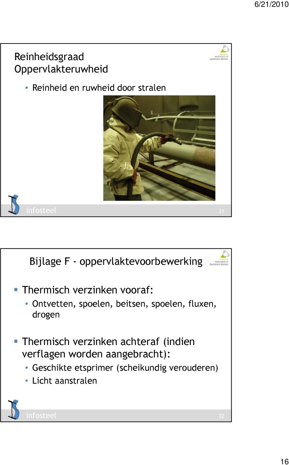 beitsen, spoelen, fluxen, drogen Thermisch verzinken achteraf (indien verflagen