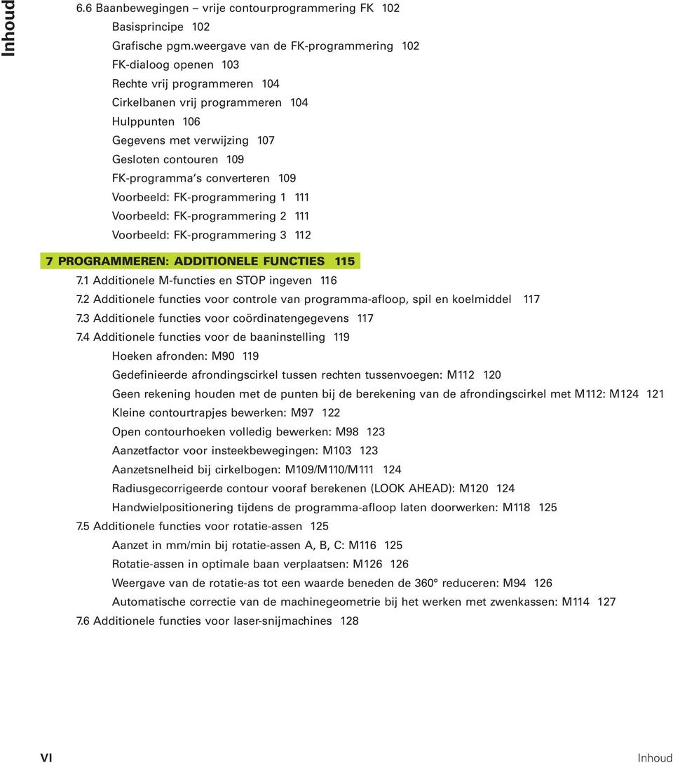 FK-programma s converteren 109 Voorbeeld: FK-programmering 1 111 Voorbeeld: FK-programmering 2 111 Voorbeeld: FK-programmering 3 112 7 PROGRAMMEREN: ADDITIONELE FUNCTIES 115 7.