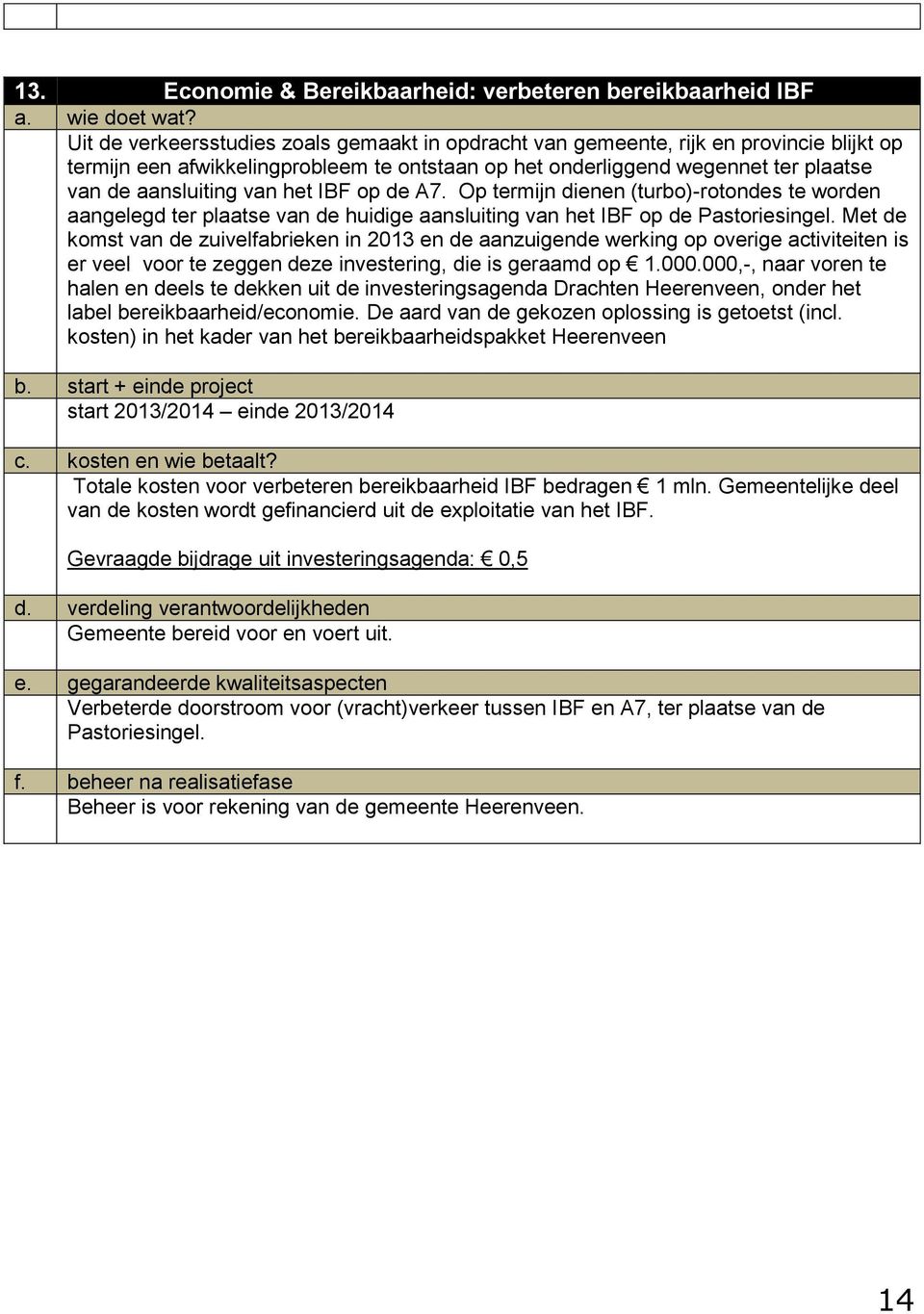 Op termijn dienen (turbo)-rotondes te worden aangelegd ter plaatse van de huidige aansluiting van het IBF op de Pastoriesingel.