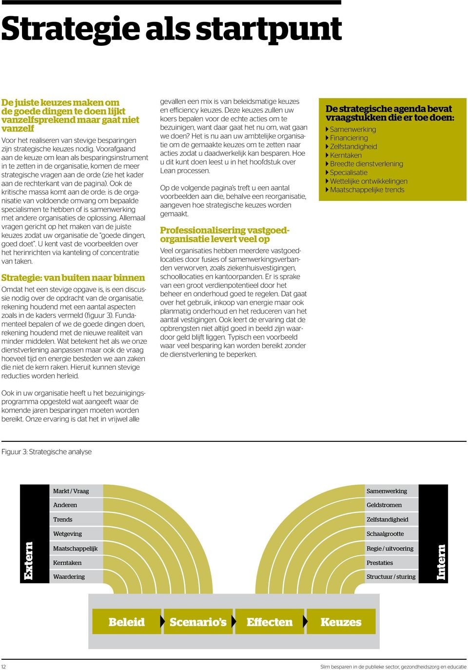 Ook de kritische massa komt aan de orde: is de organisatie van voldoende omvang om bepaalde specialismen te hebben of is samenwerking met andere organisaties de oplossing.