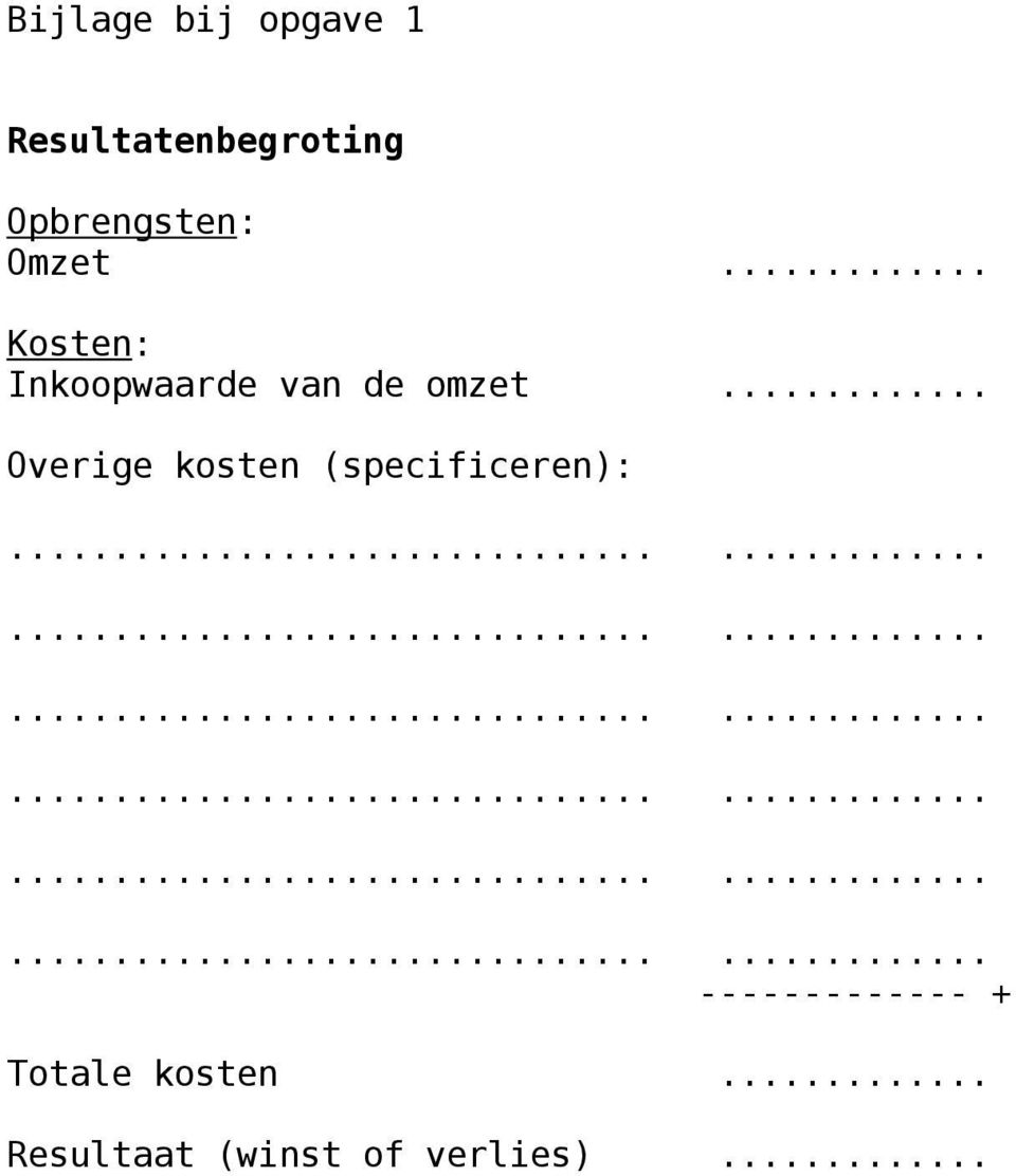 .. Overige kosten (specificeren):.