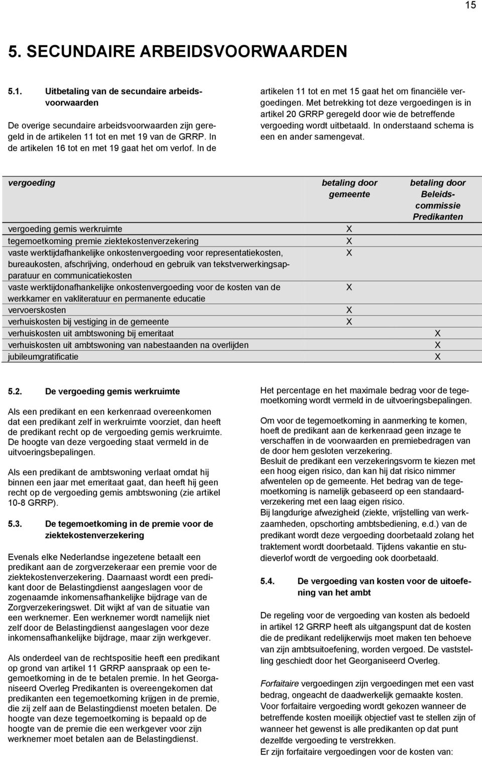 Met betrekking tot deze vergoedingen is in artikel 20 GRRP geregeld door wie de betreffende vergoeding wordt uitbetaald. In onderstaand schema is een en ander samengevat.