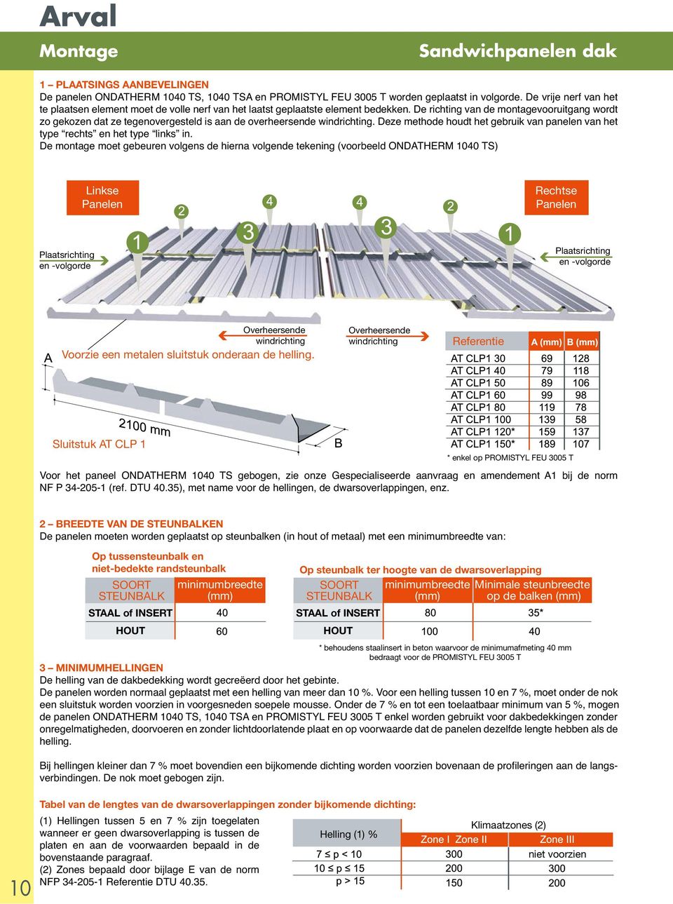 De richting van de montagevooruitgang wordt zo gekozen dat ze tegenovergesteld is aan de overheersende windrichting.