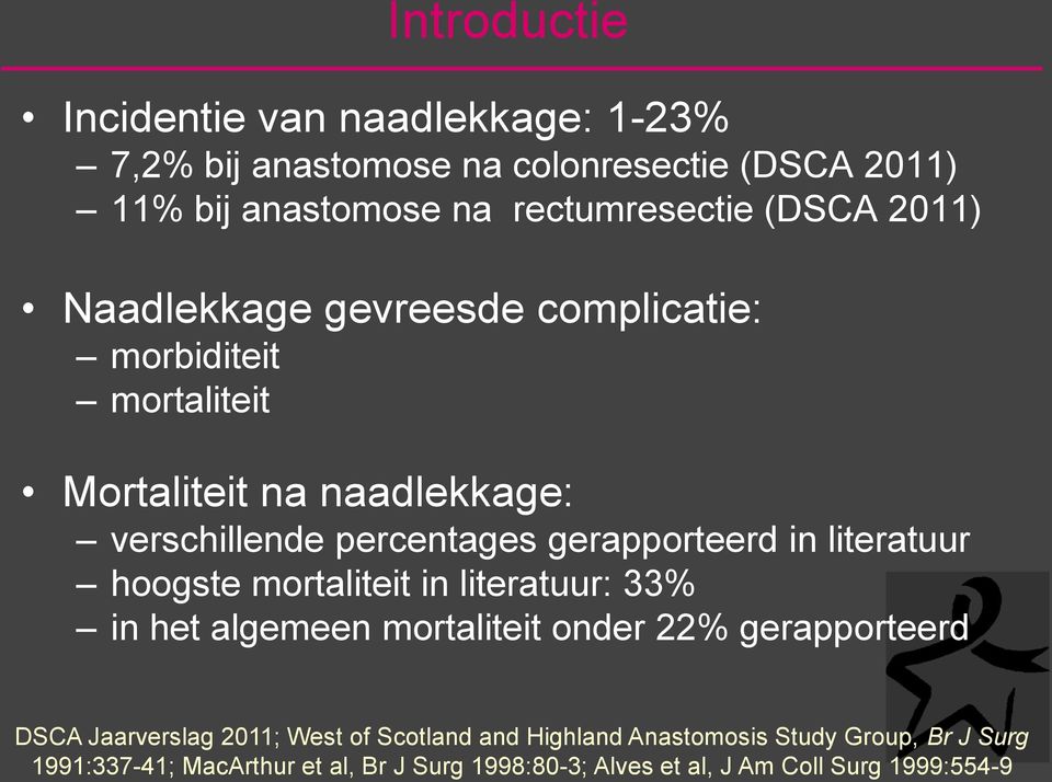 literatuur hoogste mortaliteit in literatuur: 33% in het algemeen mortaliteit onder 22% gerapporteerd DSCA Jaarverslag 2011; West of