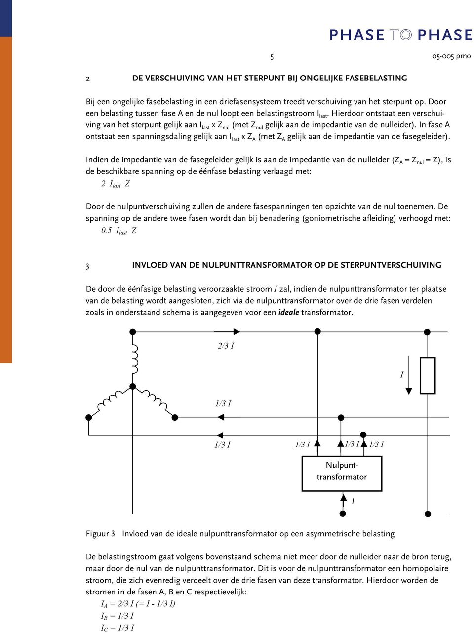 Hierdoor ontstaat een verschuiving van het sterpunt gelijk aan I last x Z nul (met Z nul gelijk aan de impedantie van de nulleider).