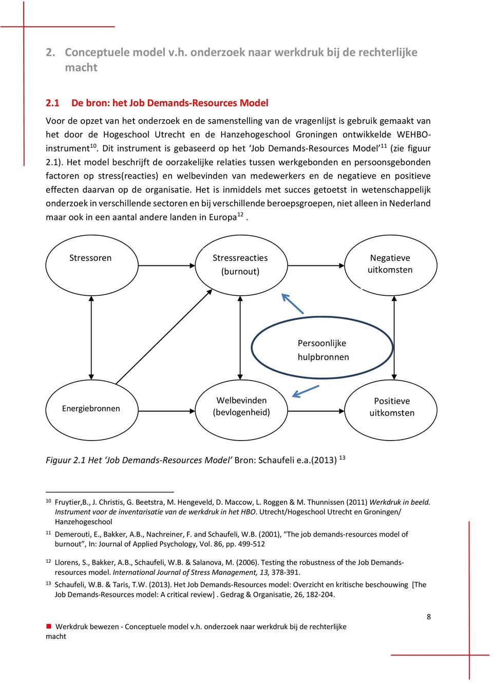 ontwikkelde WEHBOinstrument 10. Dit instrument is gebaseerd op het Job Demands Resources Model 11 (zie figuur 2.1).