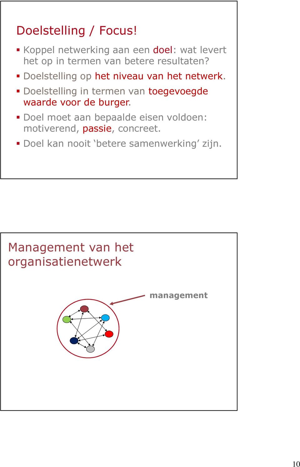 Doelstelling op het niveau van het netwerk.