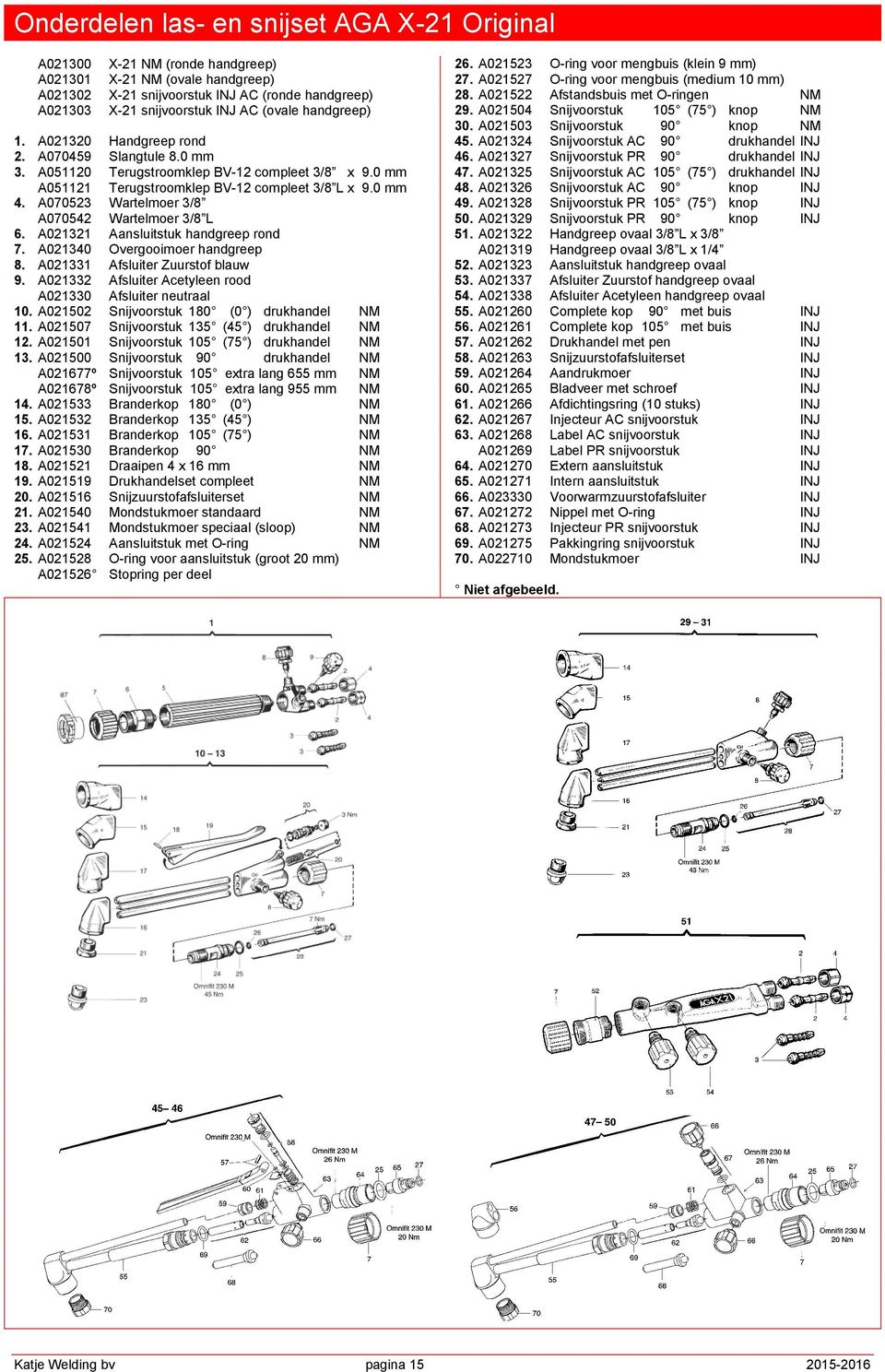 A021528 A021526 X-21 (ronde handgreep) X-21 (ovale handgreep) X-21 snijvoorstuk AC (ronde handgreep) X-21 snijvoorstuk AC (ovale handgreep) Handgreep rond Slangtule 8.