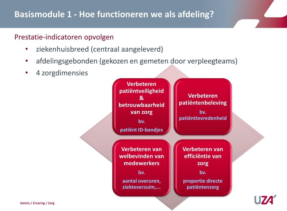 verpleegteams) 4 zorgdimensies Verbeteren patiëntveiligheid & betrouwbaarheid van zorg bv.