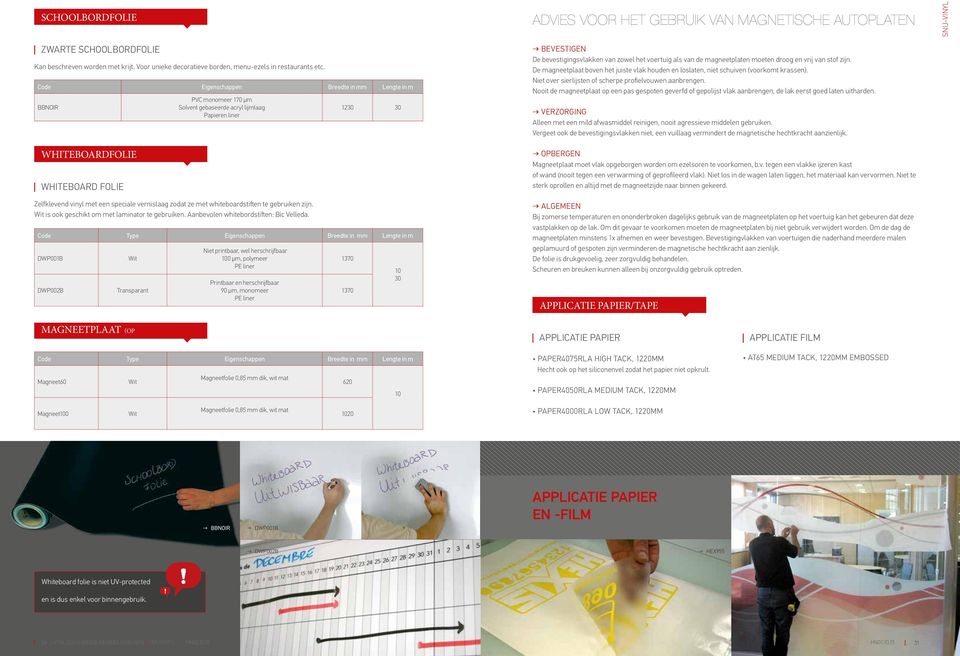 Wit is ook geschikt om met laminator te gebruiken. Aanbevolen whitebordstiften: Bic Velleda.