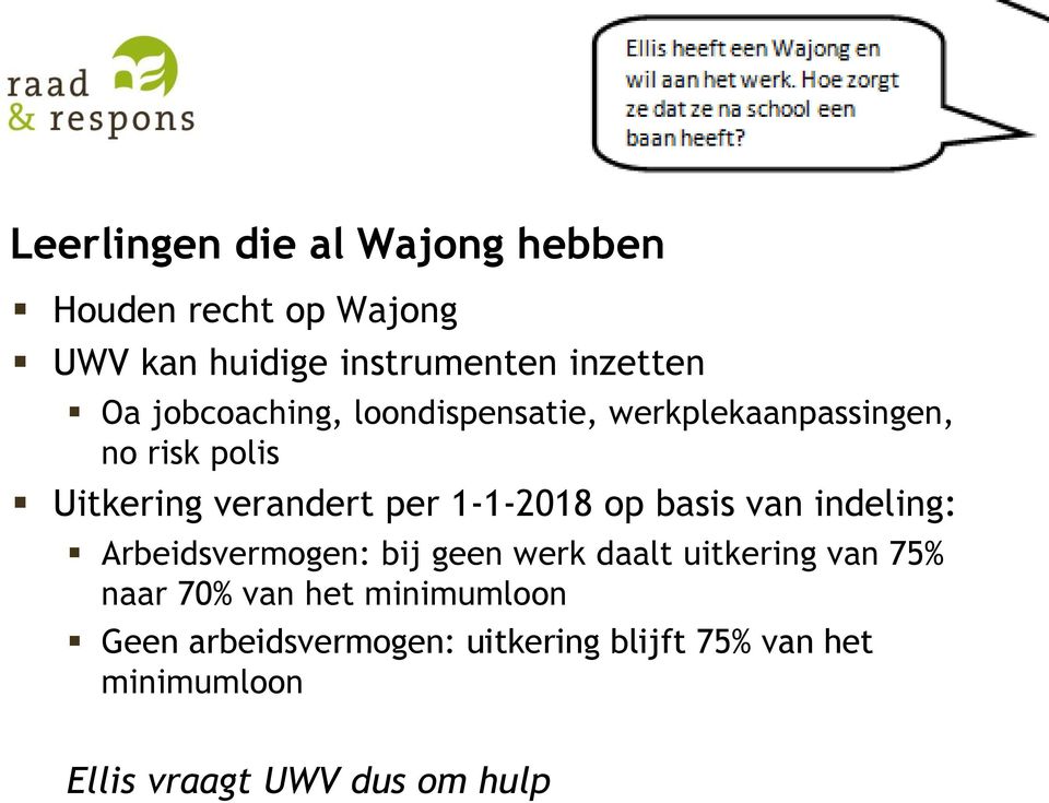 op basis van indeling: Arbeidsvermogen: bij geen werk daalt uitkering van 75% naar 70% van het