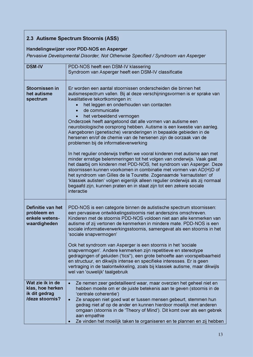 Bij al deze verschijningsvormen is er sprake van kwalitatieve tekortkomingen in: het leggen en onderhouden van contacten de communicatie het verbeeldend vermogen Onderzoek heeft aangetoond dat alle