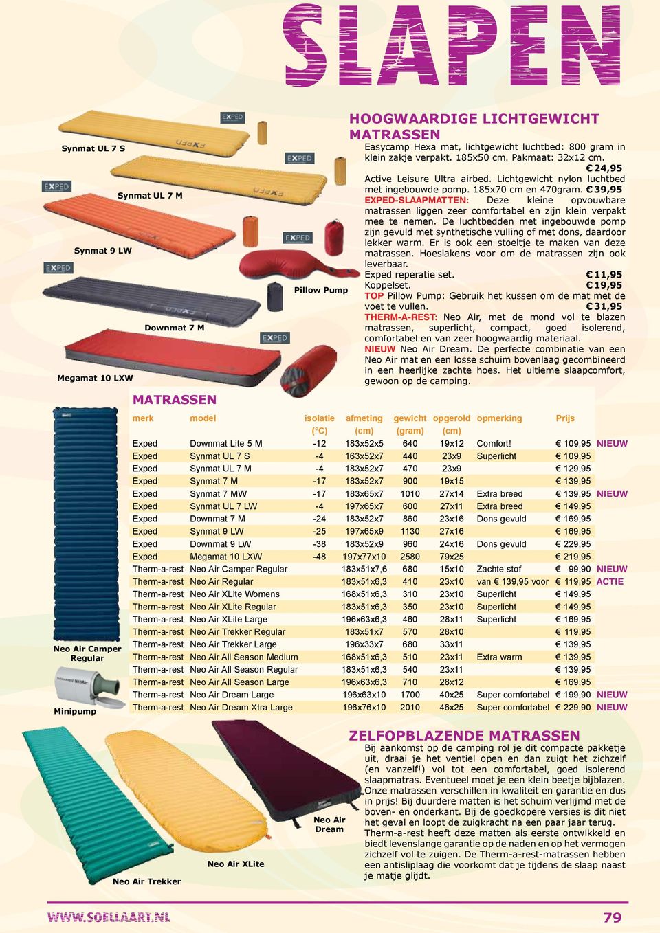 39,95 -slaapmatten: Deze kleine opvouwbare matrassen liggen zeer comfortabel en zijn klein verpakt mee te nemen.