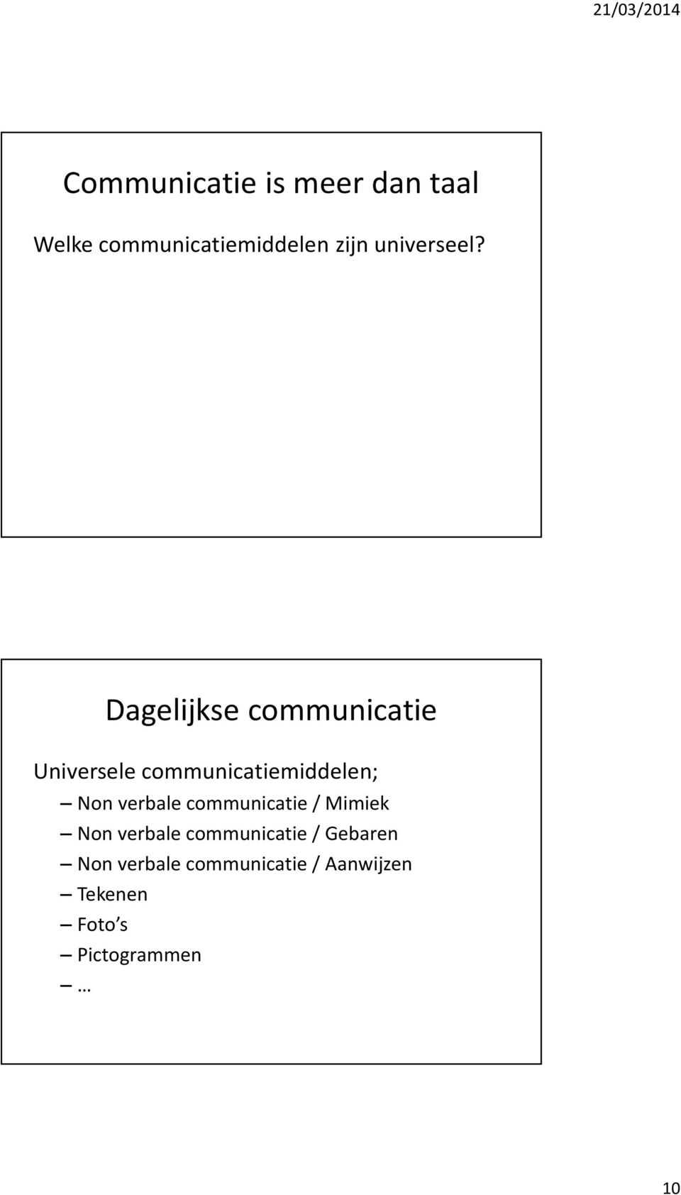 Dagelijkse communicatie Universele communicatiemiddelen; Non