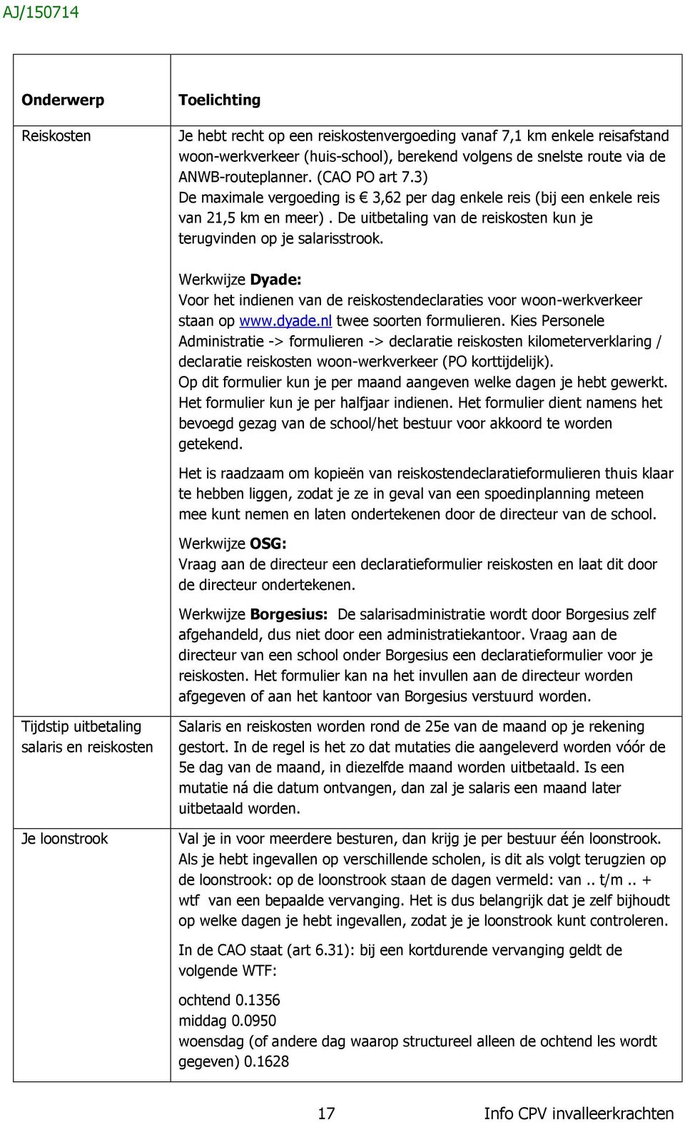 Werkwijze Dyade: Voor het indienen van de reiskostendeclaraties voor woon-werkverkeer staan op www.dyade.nl twee soorten formulieren.