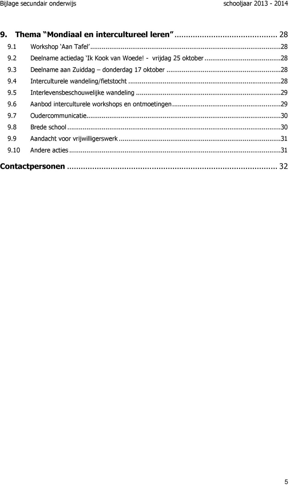 ..28 9.5 Interlevensbeschouwelijke wandeling...29 9.6 Aanbod interculturele workshops en ontmoetingen...29 9.7 Oudercommunicatie.