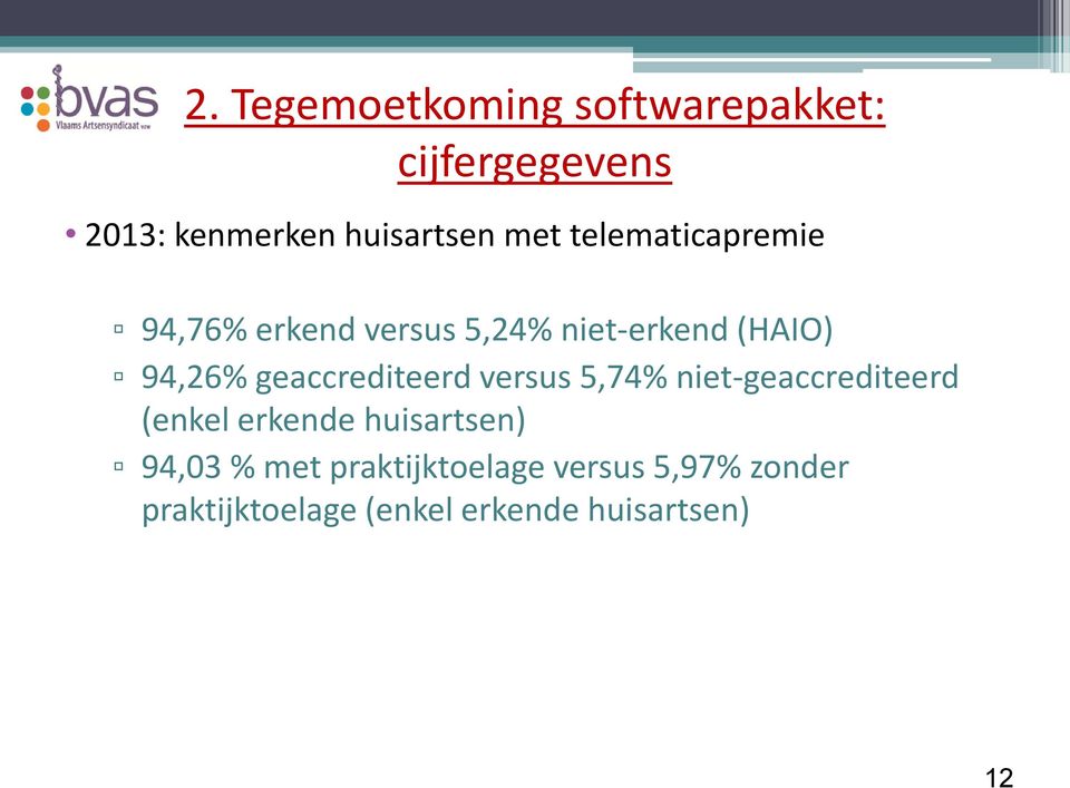 geaccrediteerd versus 5,74% niet-geaccrediteerd (enkel erkende huisartsen)