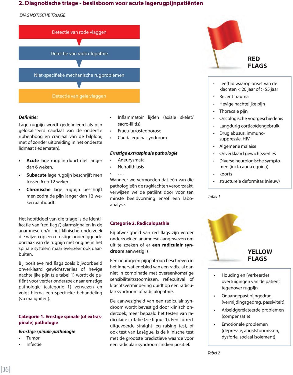 (ledematen). Acute lage rugpijn duurt niet langer dan 6 weken. Subacute lage rugpijn beschrijft men tussen 6 en 12 weken.