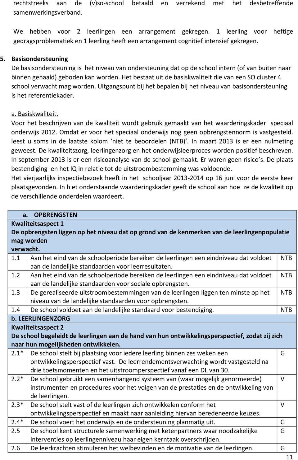 Basisondersteuning De basisondersteuning is het niveau van ondersteuning dat op de school intern (of van buiten naar binnen gehaald) geboden kan worden.