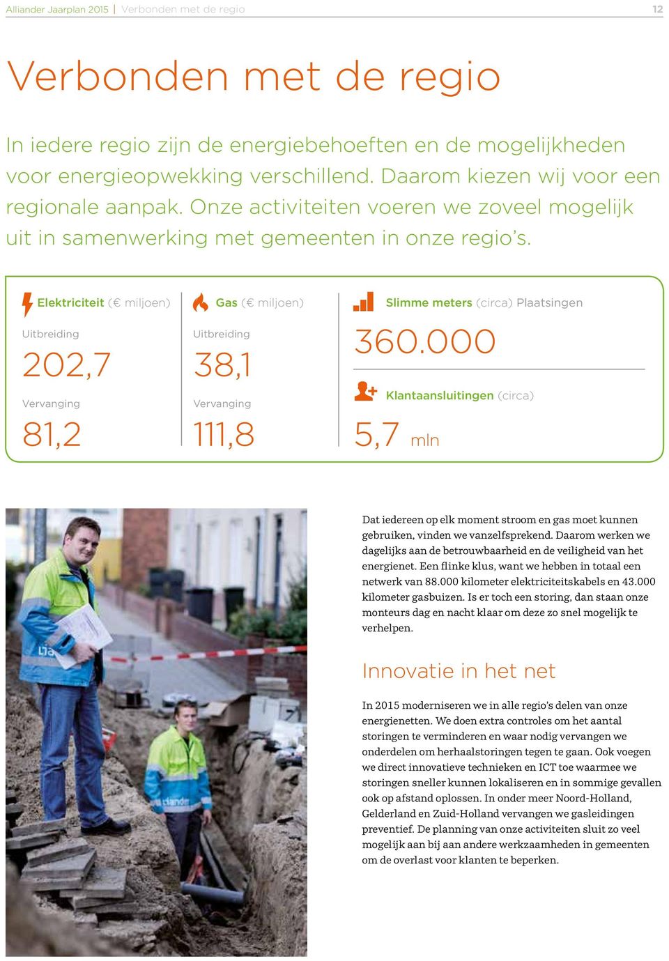 Elektriciteit 202,7 81,2 Gas 38,1 111,8 Slimme meters Plaatsingen 360.000 Klantaansluitingen 5,7 mln Dat iedereen op elk moment stroom en gas moet kunnen gebruiken, vinden we vanzelfsprekend.