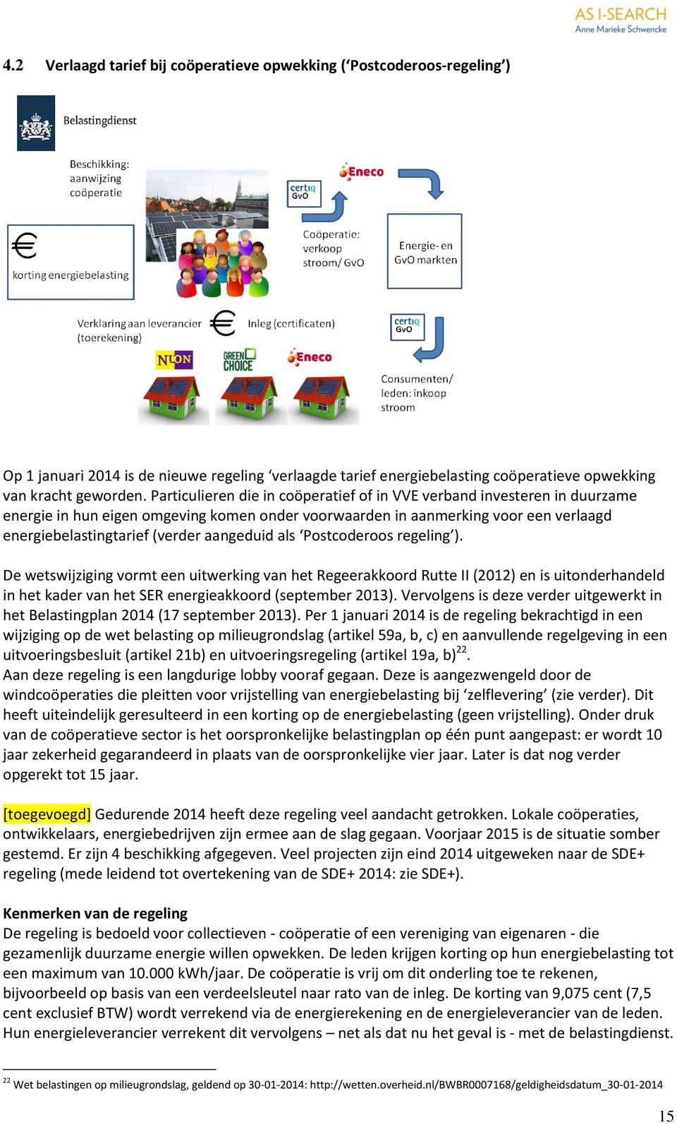 aangeduid als Postcoderoos regeling ). De wetswijziging vormt een uitwerking van het Regeerakkoord Rutte II (2012) en is uitonderhandeld in het kader van het SER energieakkoord (september 2013).