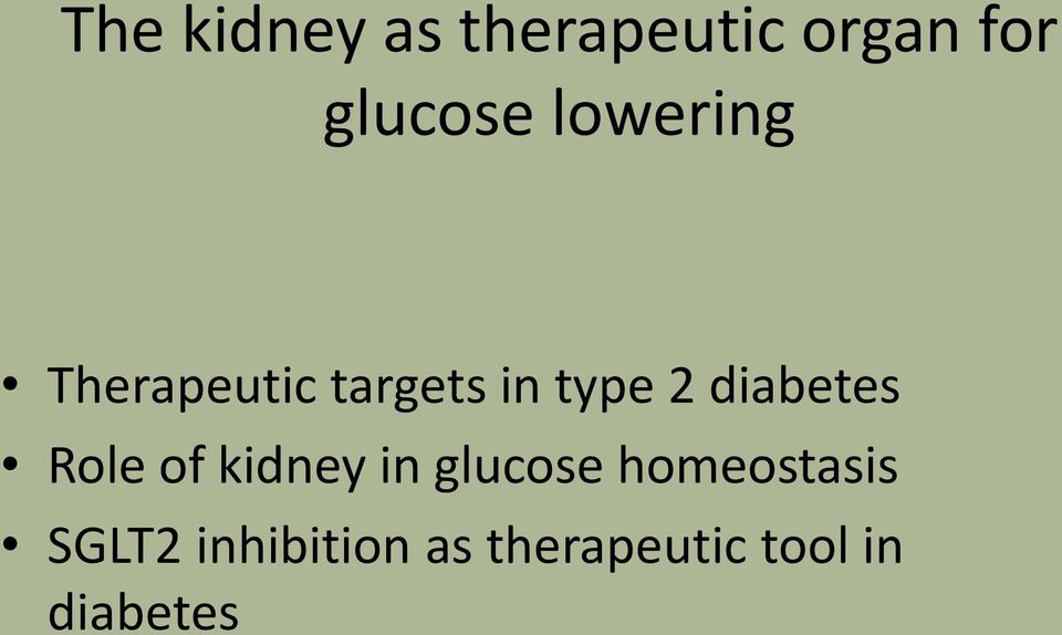 diabetes Role of kidney in glucose