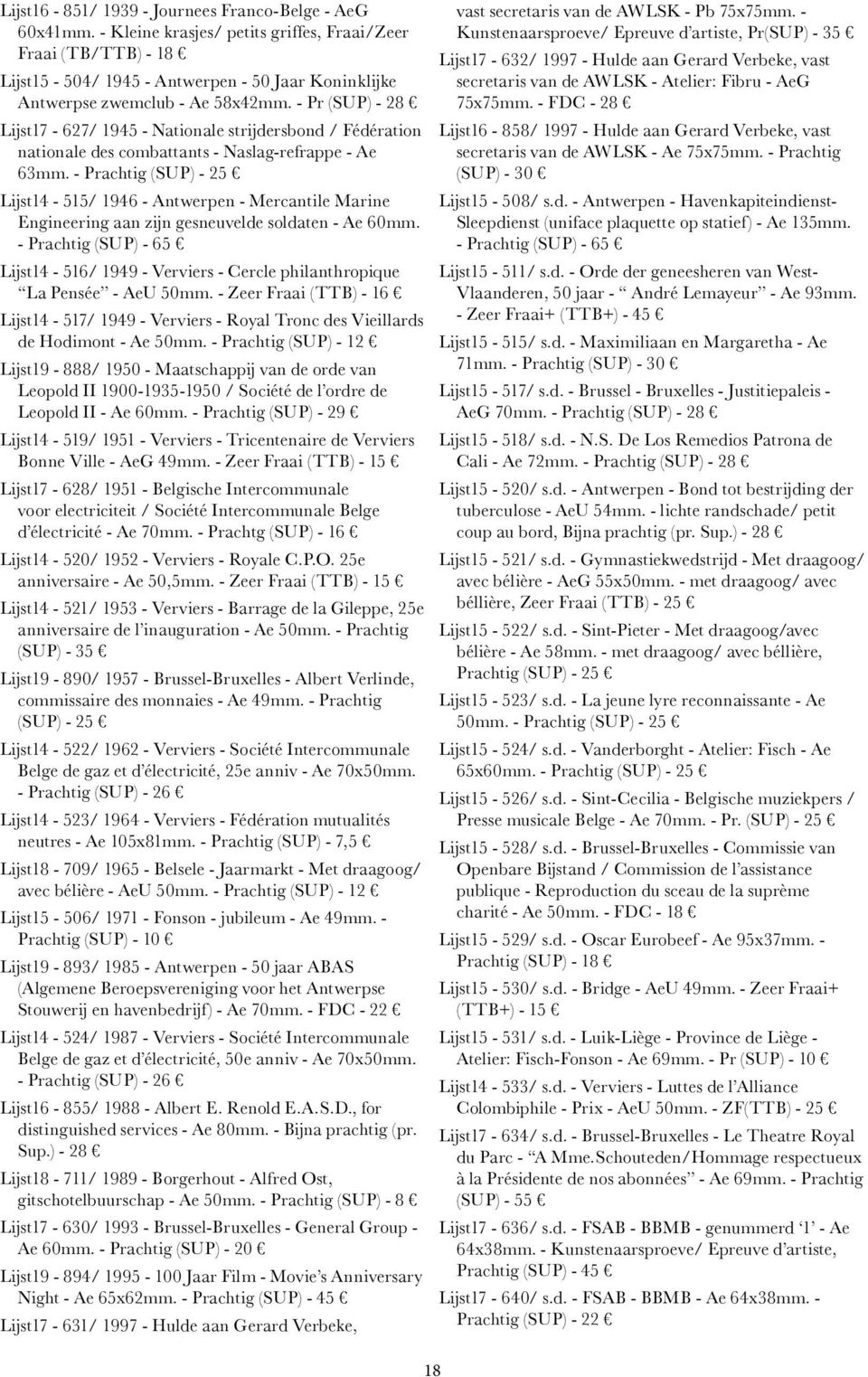 - Pr (SUP) - 28 Lijst17-627/ 1945 - Nationale strijdersbond / Fédération nationale des combattants - Naslag-refrappe - Ae 63mm.