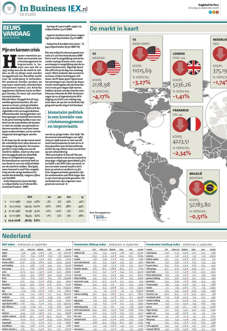 teruggedraaid om diezelfde markt voor de ondergang te behoeden. Dit weekend werden pardoes de nog twee resterende zakenbanken (investment banks) van Amerika opgeheven: Goldman Sachs en Morgan Stanley.