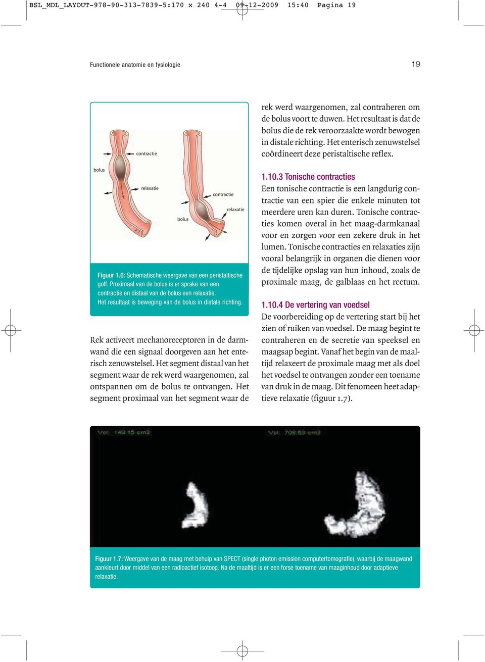 Het resultaat is beweging van de bolus in distale richting. Rek activeert mechanoreceptoren in de darmwand die een signaal doorgeven aan het enterisch zenuwstelsel.