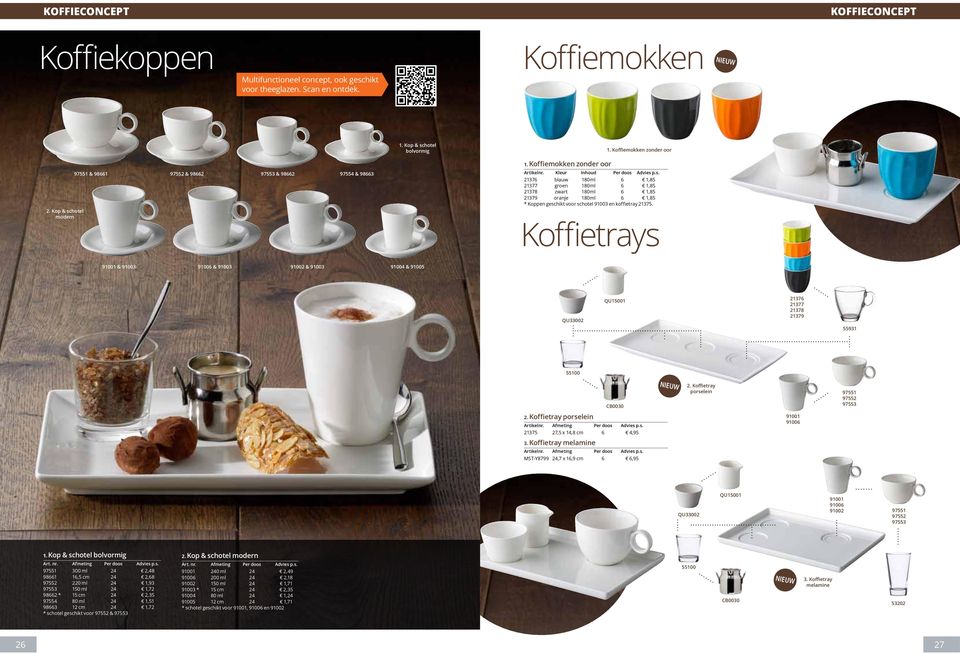 Koffietrays 91001 & 91003 91006 & 91003 91002 & 91003 91004 & 91005 QU33002 QU15001 21376 21377 21378 21379 55931 55100 CB0030 2. Koffietray porselein 97551 97552 97553 2.