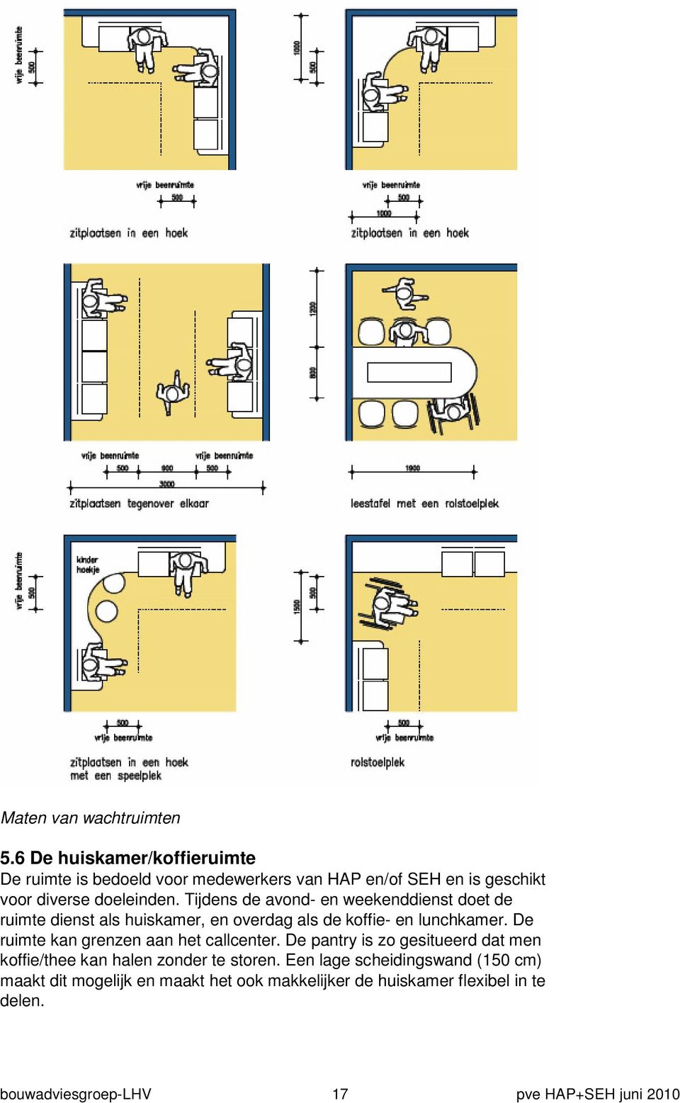 Tijdens de avond- en weekenddienst doet de ruimte dienst als huiskamer, en overdag als de koffie- en lunchkamer.