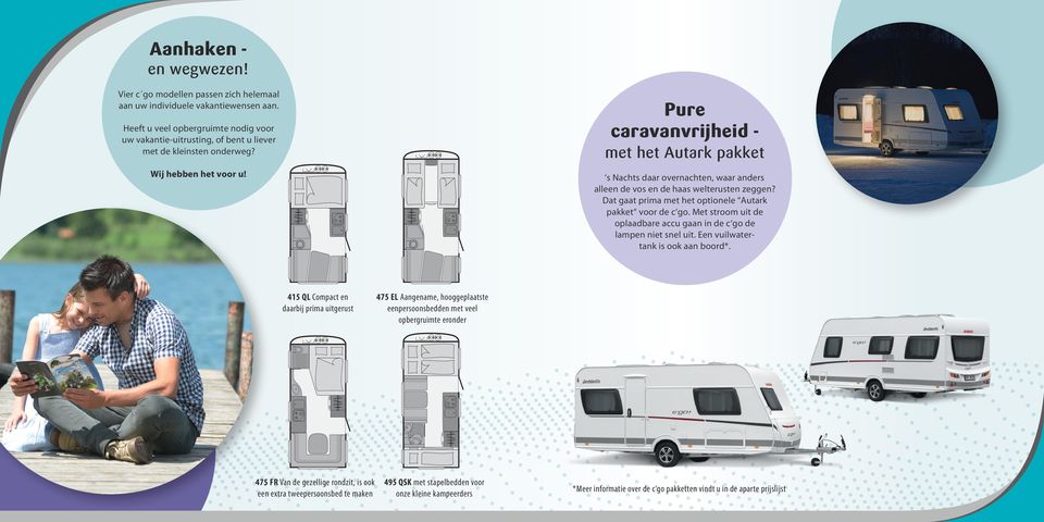 Pure caravanvrijheid - met het Autark pakket s Nachts daar overnachten, waar anders alleen de vos en de haas welterusten zeggen? Dat gaat prima met het optionele Autark pakket voor de c go.