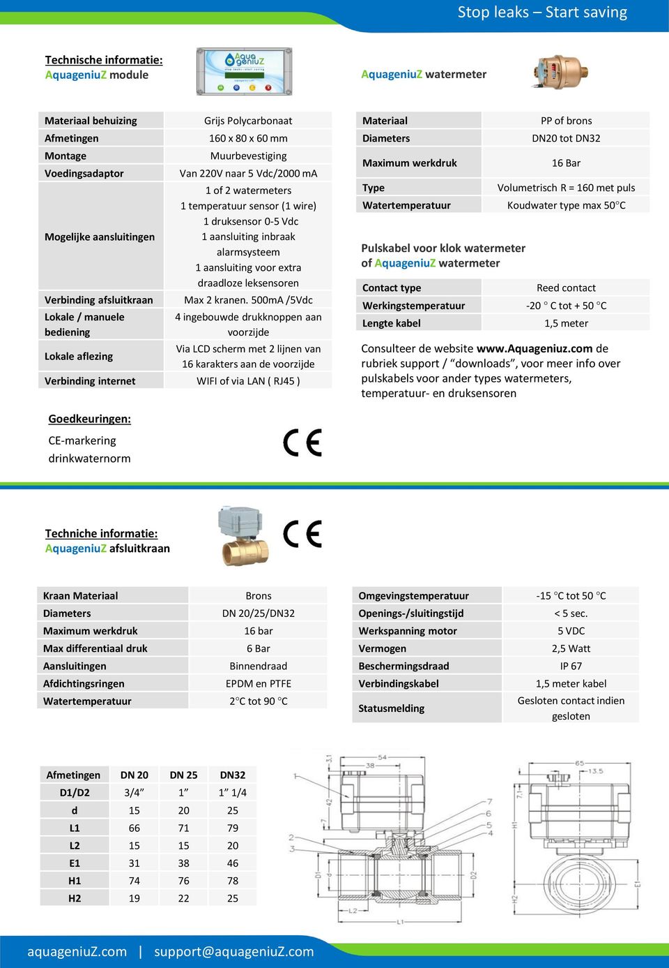 inbraak alarmsysteem 1 aansluiting voor extra draadloze leksensoren Max 2 kranen.