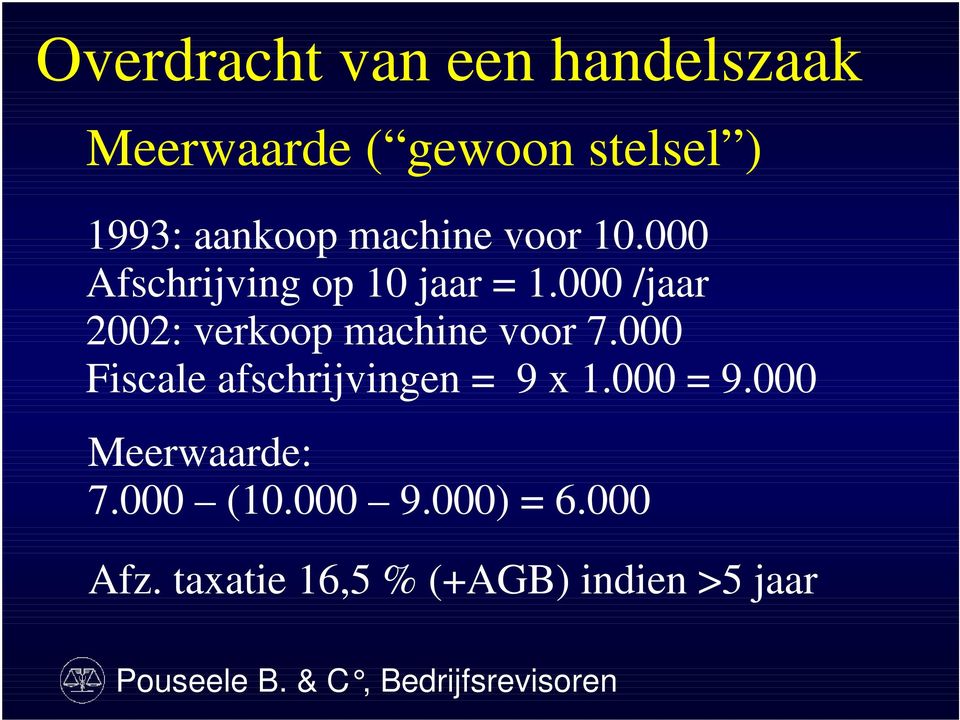 000 /jaar 2002: verkoop machine voor 7.