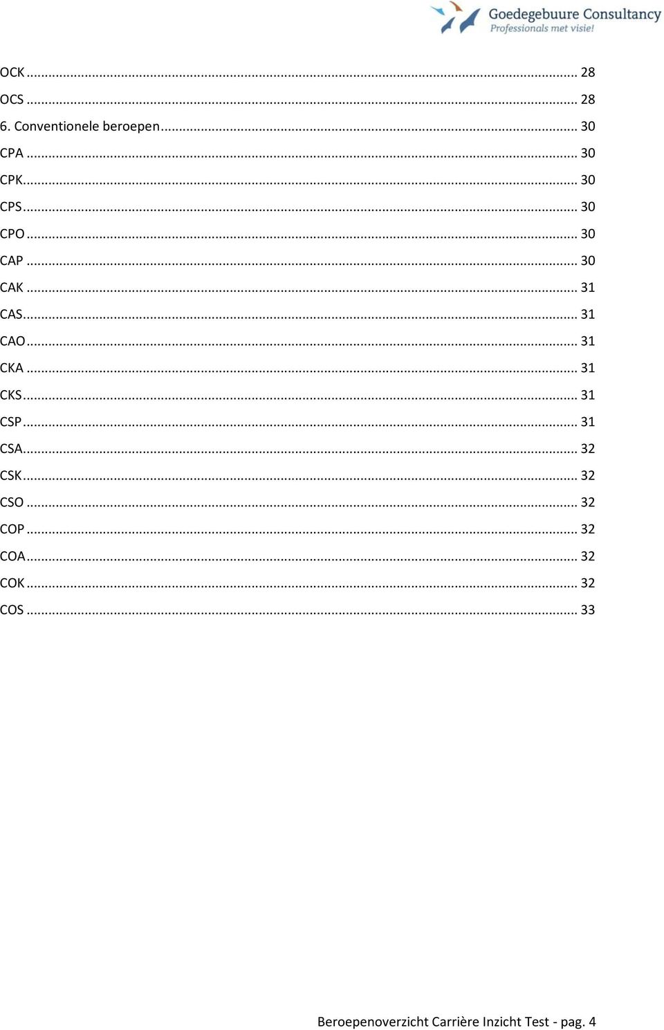 .. 31 CKS... 31 CSP... 31 CSA... 32 CSK... 32 CSO... 32 COP... 32 COA.