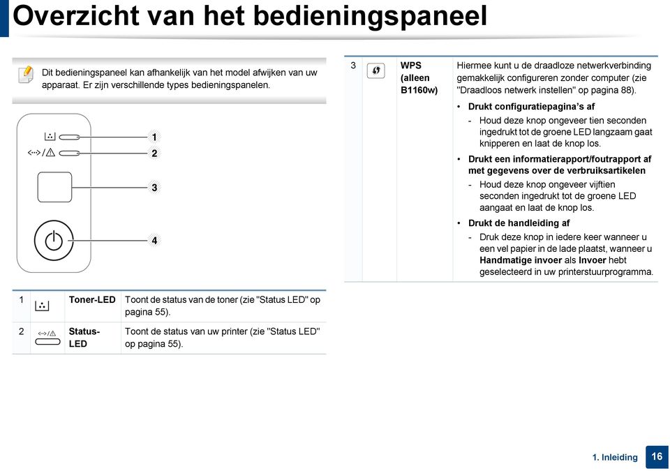 Drukt configuratiepagina s af - Houd deze knop ongeveer tien seconden ingedrukt tot de groene LED langzaam gaat knipperen en laat de knop los.