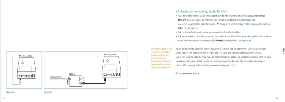 Pak nu een kabeltje met zwarte stekkers uit het installatiepakket. Klik een stekker in de linkerpoort aan de onderkant van het NT-kastje vast.